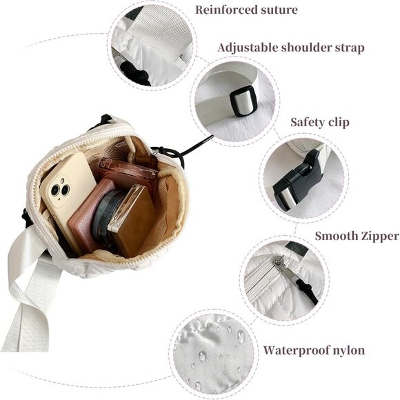 Chic Quilted Travel Accessory - Small Pink Puffer Belt Bag with Versatile Styles - Picture 5 of 8